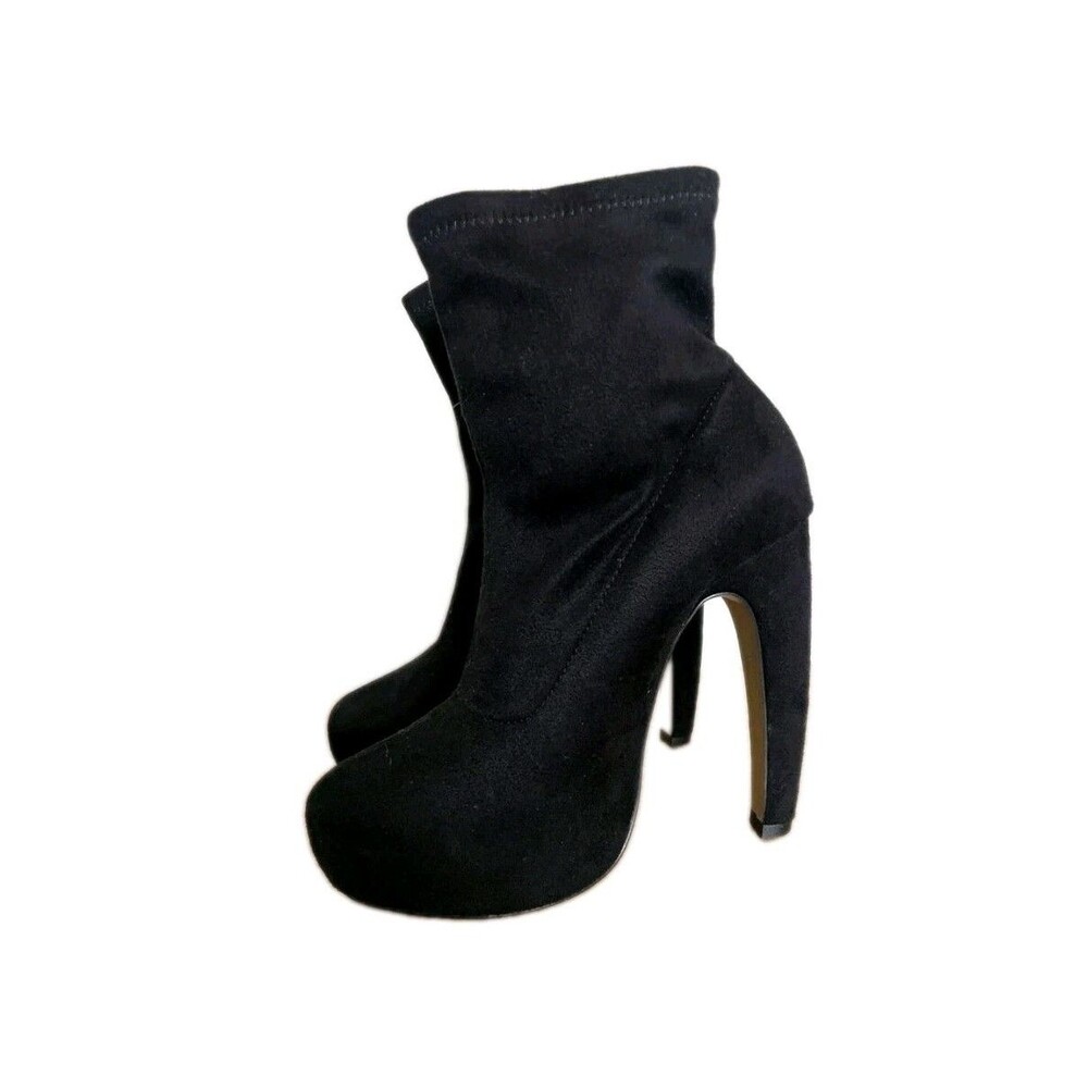 Asos womens Black Booties Platform boots Curve Heel size 5 Faux Nubuck